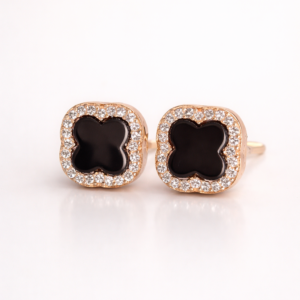 Rose gold i crna Detelina - srebro 925