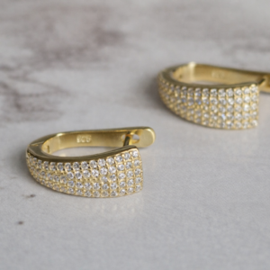 Luxe Pavé minđuše - srebro 925 sa pozlatom