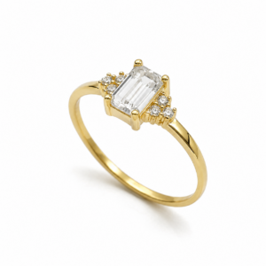Nežni prsten Emerald cut - srebro 925